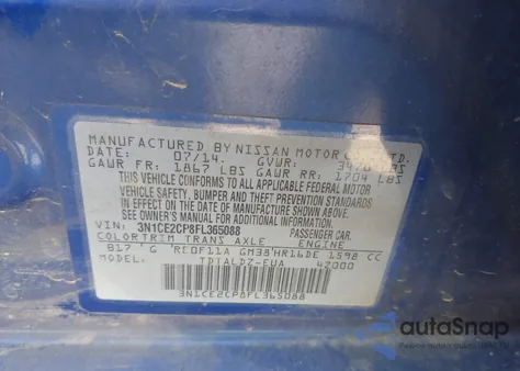 2015 Nissan Versa Note Sv from USA, damaged, VIN 3N1CE2CP8FL365088